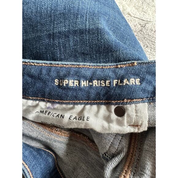 American Eagle, super high rise, flare, blue jeans, denim plus size 18 - Picture 10 of 10
